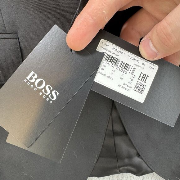 Hugo Boss Blazer Mens 40L Johnstons Lenon Black Wool Two Button NWT - Picture 3 of 12